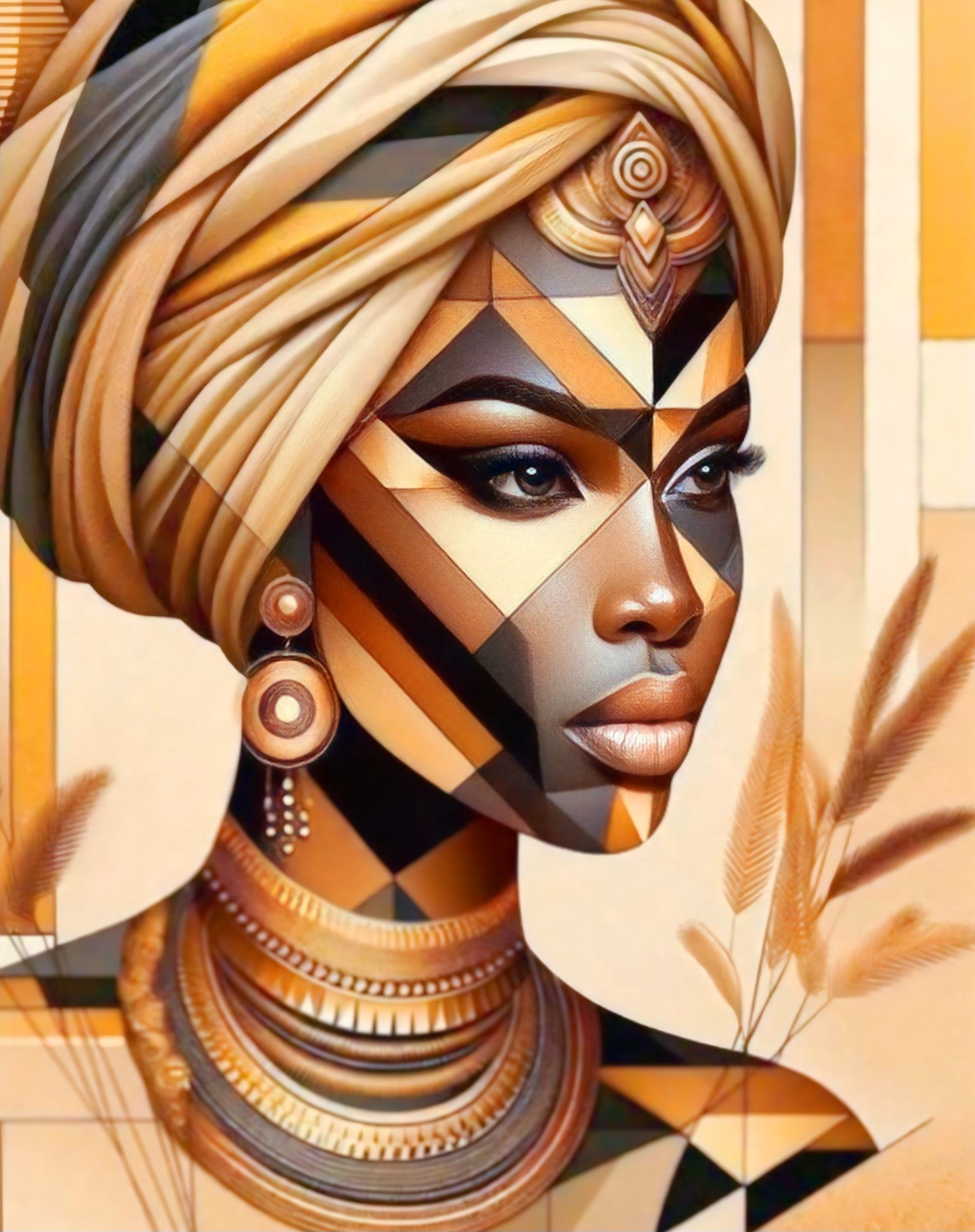 Geometric African Elegance diamond painting kit by Puzzling Gems