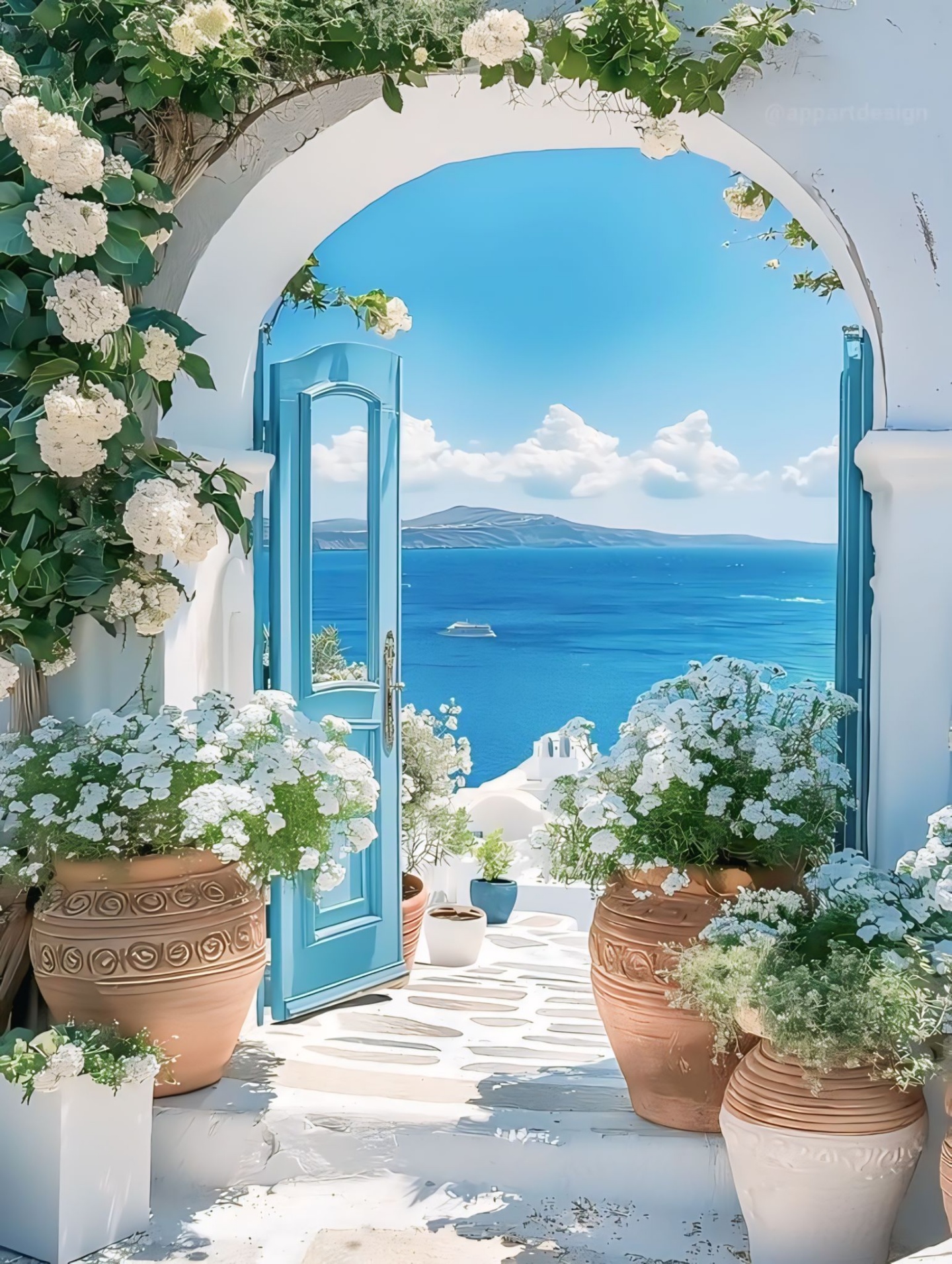 Blue Door by the Sea diamond painting kit by Puzzling Gems