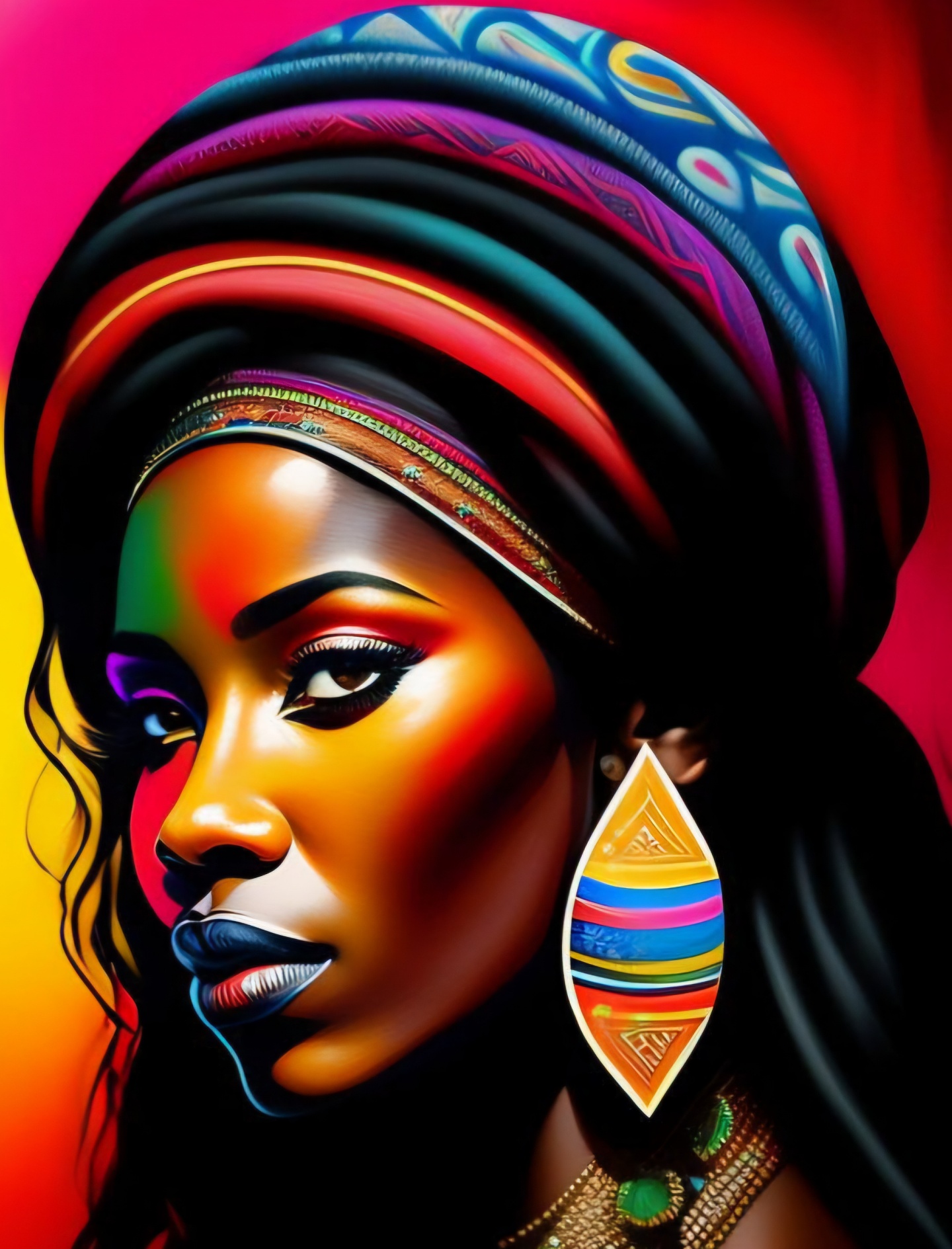 Vibrant African Portrait diamond painting kit by Puzzling Gems