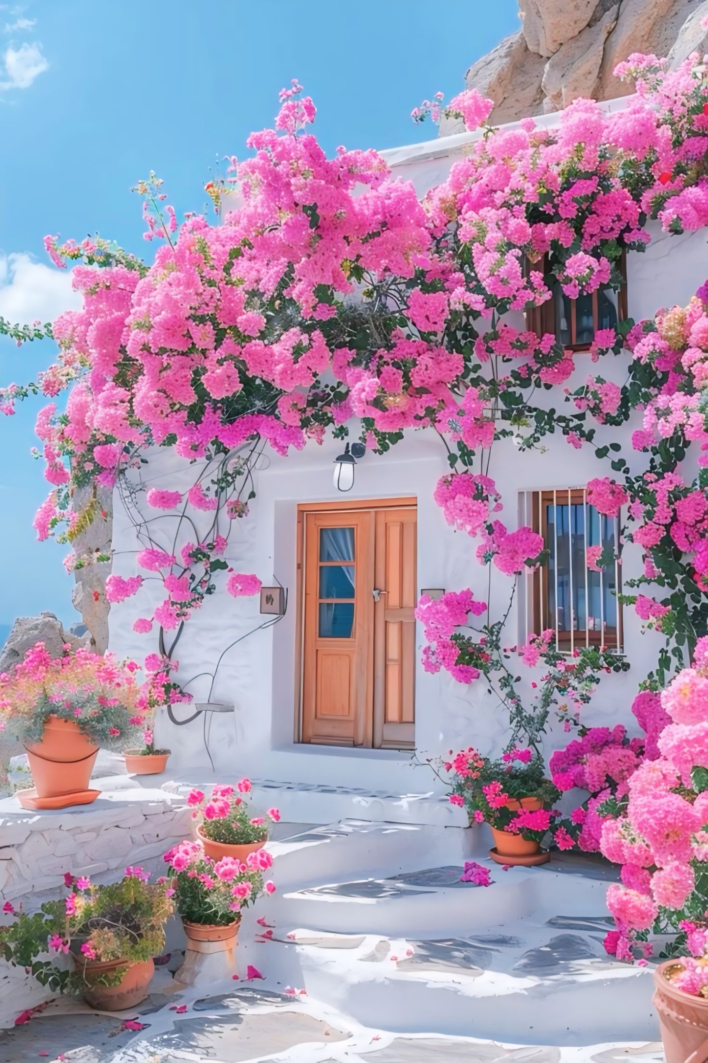 Mediterranean Pink Bougainvillea diamond painting kit by Puzzling Gems