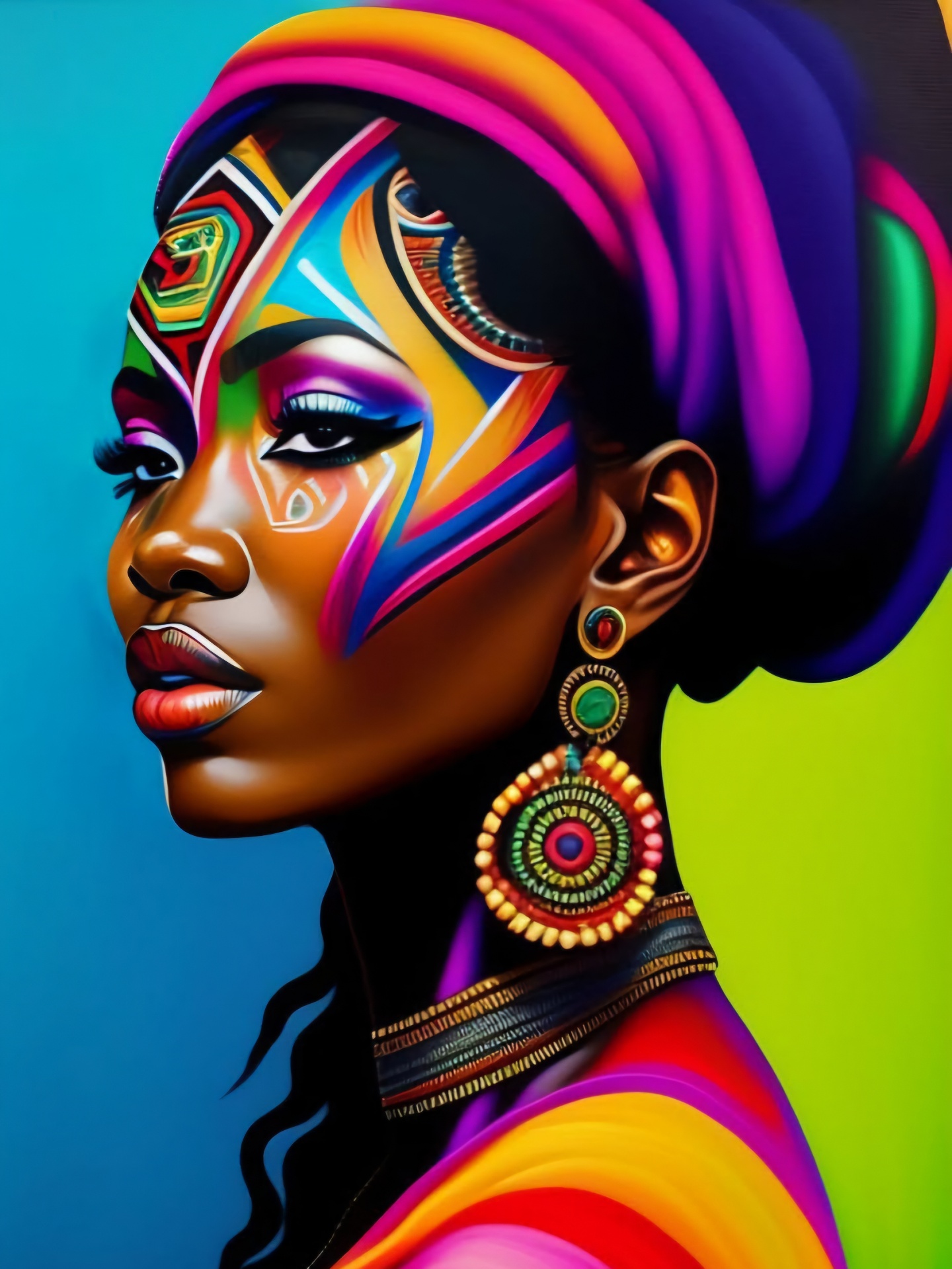 Colorful African Beauty diamond painting kit by Puzzling Gems